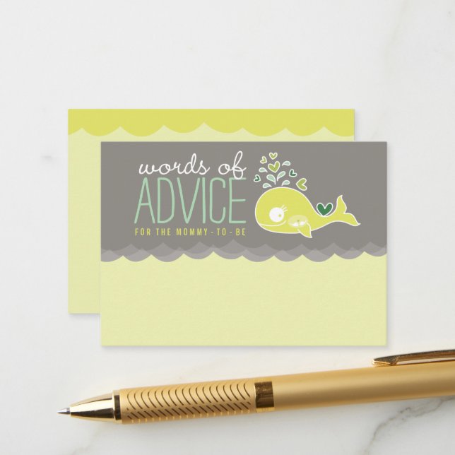 Niedliche Schwangere Babydusche Mommy Advice Cards Hinweiskarte (Vorderseite/Rückseite Beispiel)