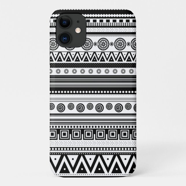 Niedliche, schwarz dekorierte Aztec-Textur Case-Mate iPhone Hülle (Rückseite)