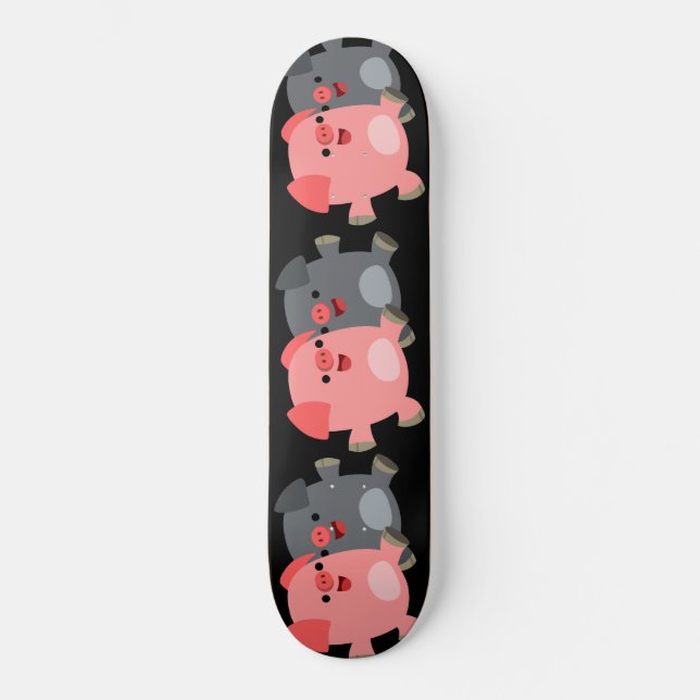 Niedliche Schwarz-Weiß-Cartoon-Skate-Tafel Skateboard (Vorderseite)