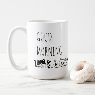 Niedliche, schwarz-weiß gezeichnete Katzen Guten M Kaffeetasse