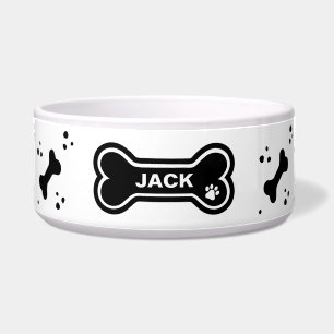 Niedliche Schwarz-Weiß-Hunde-Knochen Personalisier Napf