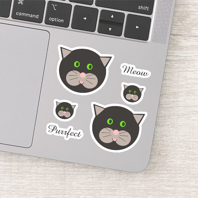 Niedliche Schwarz-Weiß-Katze Aufkleber (Detail)