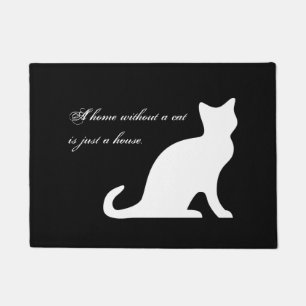 Niedliche Schwarz-Weiß-Katze-Türmatte mit lustigem Fußmatte