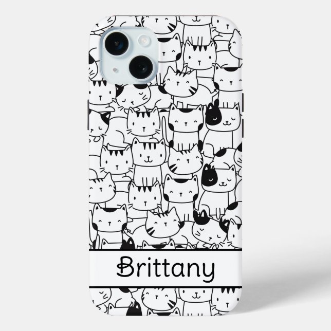 Niedliche Schwarz-Weiß-Katzen Case-Mate iPhone Hülle (Rückseite)