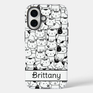 Niedliche Schwarz-Weiß-Katzen iPhone 16 Hülle