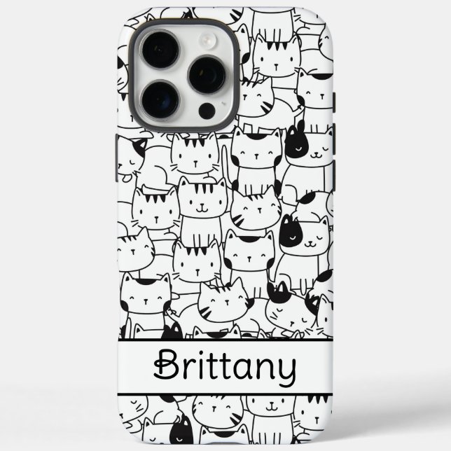 Niedliche Schwarz-Weiß-Katzen iPhone 16 Pro Max Hülle (Rückseite)