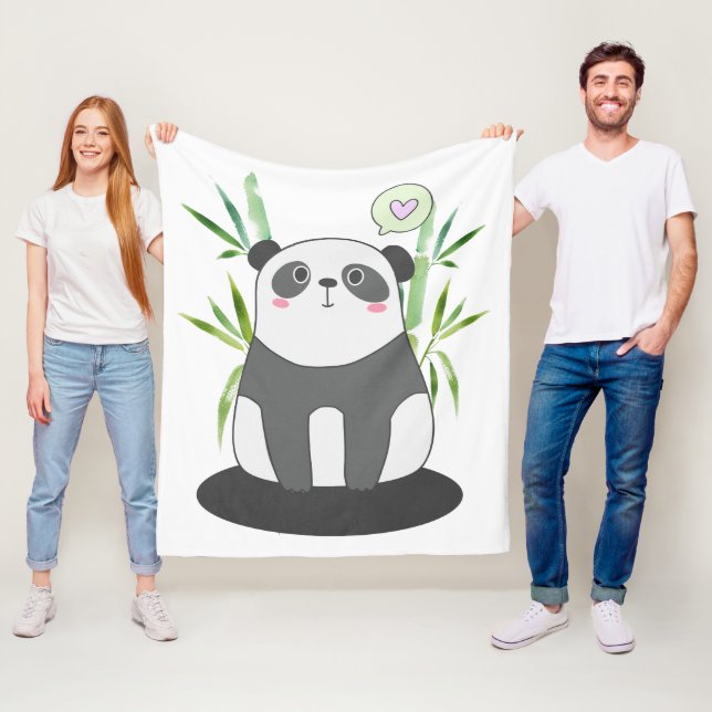 Niedliche Schwarz-Weiß-Panda-Bären-Illustration Fleecedecke (Beispiel)