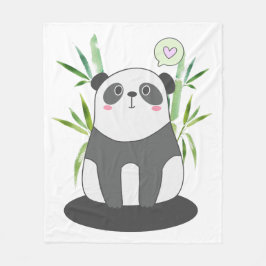 Niedliche Schwarz-Weiß-Panda-Bären-Illustration Fleecedecke