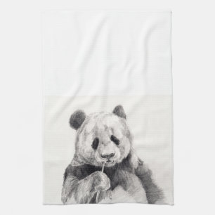 Niedliche Schwarz-Weiß-Panda-Illustration Geschirrtuch