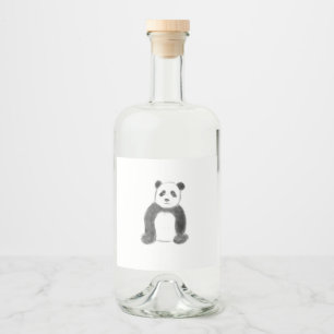 Niedliche Schwarz-Weiß-Panda-Skizze Alkoholflaschenetikett