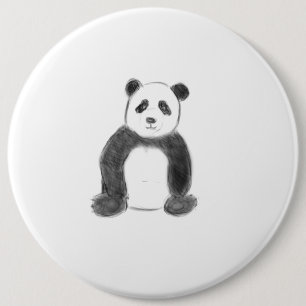 Niedliche Schwarz-Weiß-Panda-Skizze Button