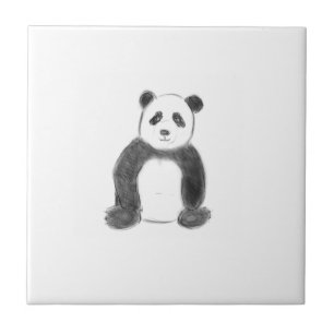 Niedliche Schwarz-Weiß-Panda-Skizze Fliese
