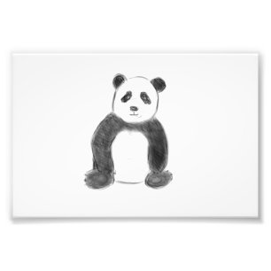 Niedliche Schwarz-Weiß-Panda-Skizze Fotodruck