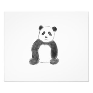 Niedliche Schwarz-Weiß-Panda-Skizze Fotodruck