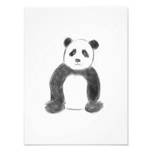 Niedliche Schwarz-Weiß-Panda-Skizze Fotodruck