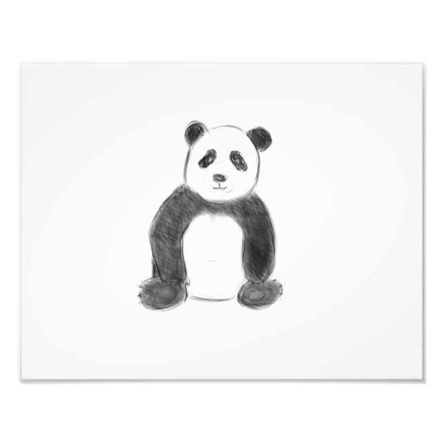 Niedliche Schwarz-Weiß-Panda-Skizze Fotodruck (Vorne)