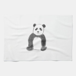 Niedliche Schwarz-Weiß-Panda-Skizze Geschirrtuch