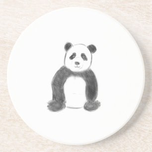 Niedliche Schwarz-Weiß-Panda-Skizze Getränkeuntersetzer