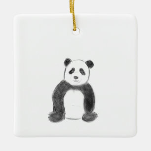 Niedliche Schwarz-Weiß-Panda-Skizze Keramikornament