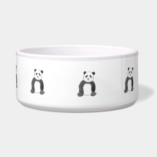 Niedliche Schwarz-Weiß-Panda-Skizze Napf (Vorderseite)