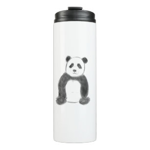 Niedliche Schwarz-Weiß-Panda-Skizze Thermosbecher
