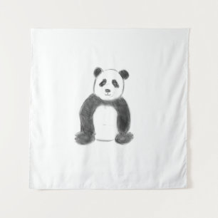 Niedliche Schwarz-Weiß-Panda-Skizze Wandteppich