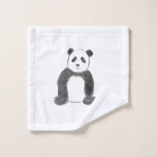 Niedliche Schwarz-Weiß-Panda-Skizze Waschlappen