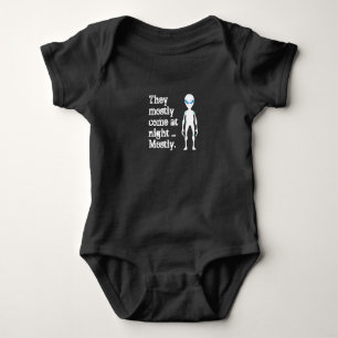 Niedliche Schwarz-weiße Alien Baby Strampler
