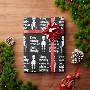Niedliche Schwarz-weiße Alien Geschenkpapier
