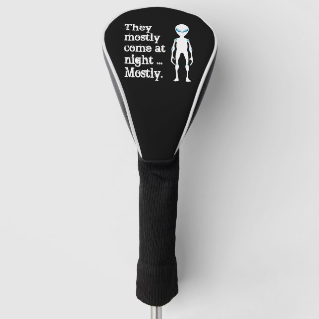 Niedliche Schwarz-weiße Alien Golf Headcover (Vorderseite)