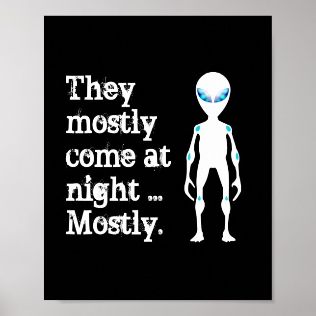 Niedliche Schwarz-weiße Alien Poster (Vorne)