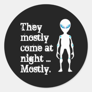 Niedliche Schwarz-weiße Alien Runder Aufkleber
