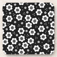 Niedliche Schwarz-weiße Blume Cork Untersetzer