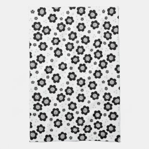 Niedliche Schwarz-weiße Blume Handtuch