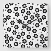 Niedliche Schwarz-weiße Blume Uhr