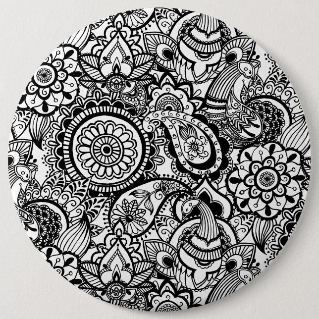 Niedliche Schwarz-weiße Blumenpfeife Button (Vorderseite)