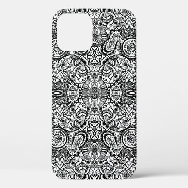 Niedliche Schwarz-weiße Blumenpfeife Case-Mate iPhone Hülle (Rückseite)