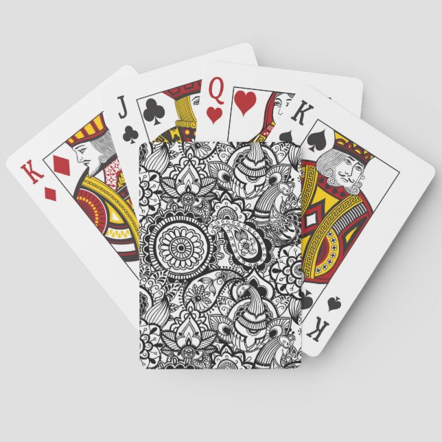 Niedliche Schwarz-weiße Blumenpfeife Spielkarten (Rückseite)