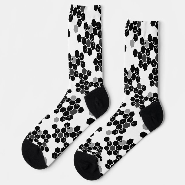 Niedliche Schwarz-weiße Halsdatenmuster Socken (Linkes Detail)