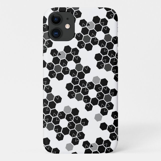 Niedliche Schwarz-weiße Hex-Datenmuster Case-Mate iPhone Hülle (Rückseite)