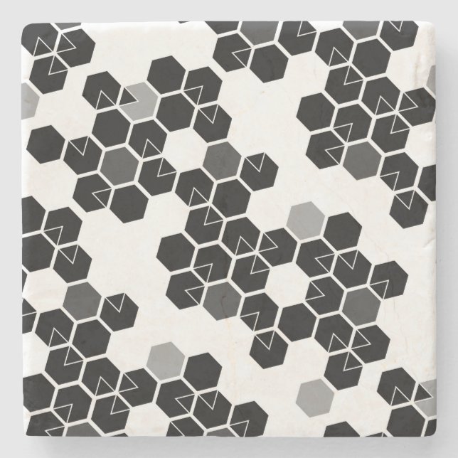 Niedliche Schwarz-weiße Hex-Datenmuster Steinuntersetzer (Vorderseite)