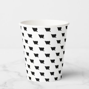 Niedliche, Schwarz-weiße Hühnerherzen Polka dot Pappbecher