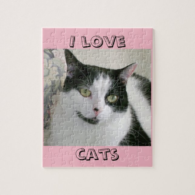 Niedliche Schwarz-weiße Katze I Liebe Katzen Spric (Vertikal)