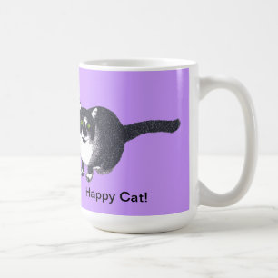 Niedliche Schwarz-weiße Katze im Pointillismus Glü Kaffeetasse