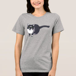Niedliche Schwarz-weiße Katze in Pointillismus Tsh Tri-Blend Shirt