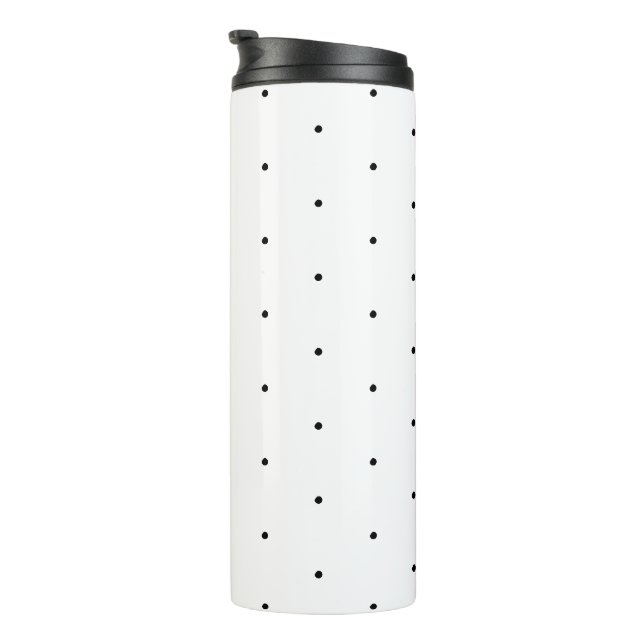 Niedliche, Schwarz-weiße Polka-Punkte-Muster elega Thermosbecher (Nach rechts gedreht)