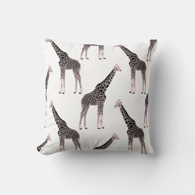 Niedliche Schwarz-weiße Rosa Giraffe Kissen (Vorderseite)