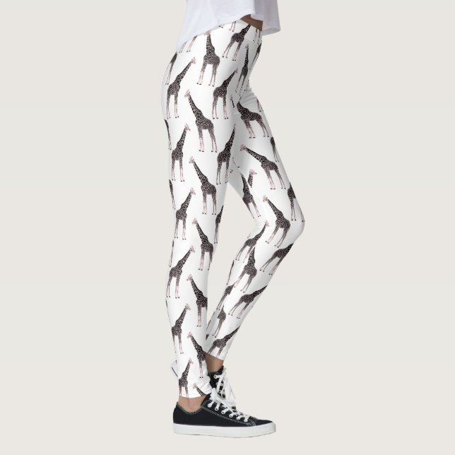 Niedliche Schwarz-weiße Rosa Giraffe Leggings (Rechts)
