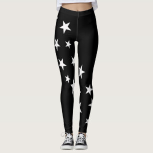 Niedliche Schwarz-weiße Sterne Leggings