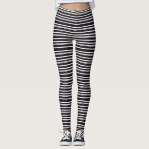 Niedliche Schwarz-weiße Streifen Leggings